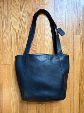 Vintage Coach 4181 Black Leather Shoulder Tote